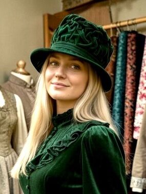 Vintage Country Club Creation Green Velvet Hat